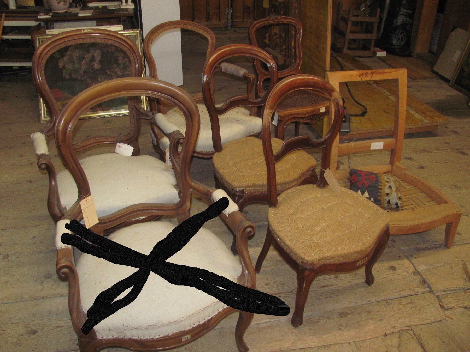LOT 6x poltrona di design in stile antico - parzialmente restaurato LIQ - Image 3