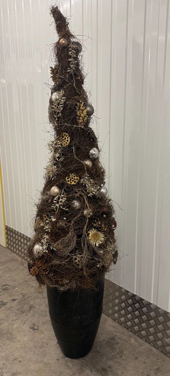 Decorazione albero di Natale in legno con catena di luci incl. vaso