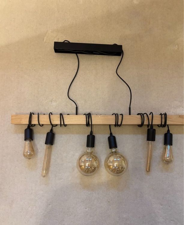 Lampada in legno con lampadine Edison (Led) - Stile industriale!