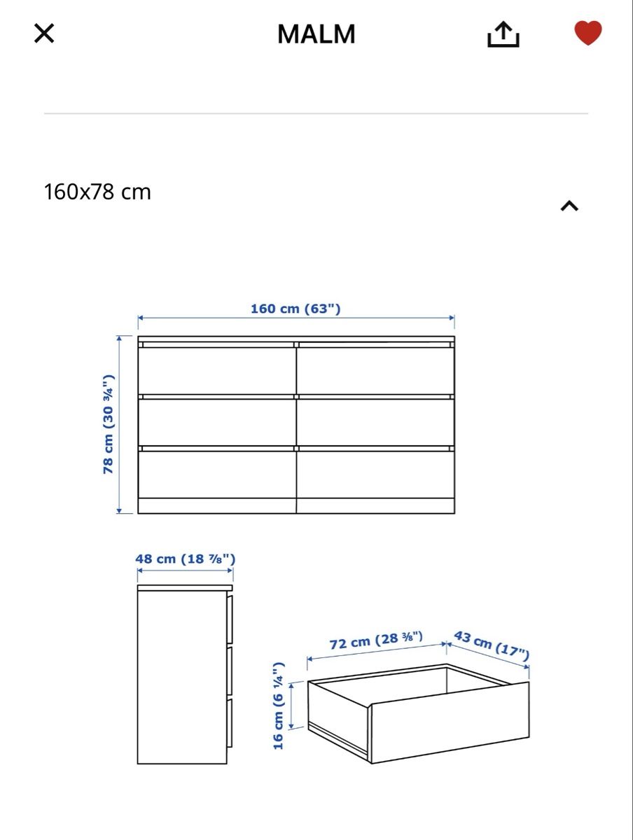 Comodino di Malm con 6 cassetti, grigio, ottimo stato! - Image 3