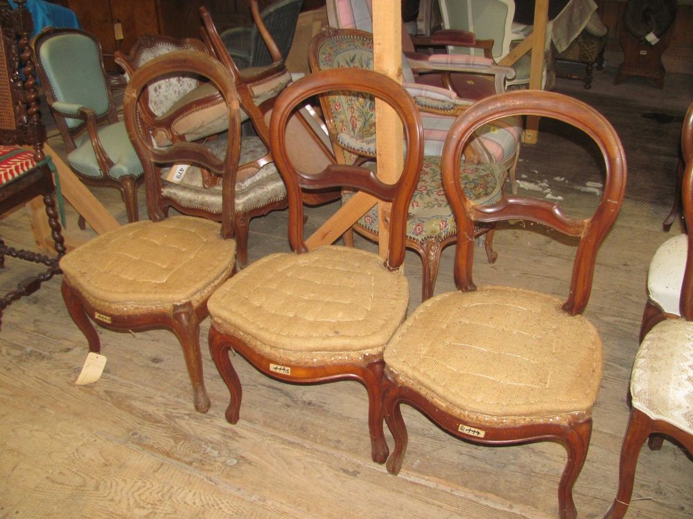 3x poltrona antica rivestita di nuovo in legno LIQ