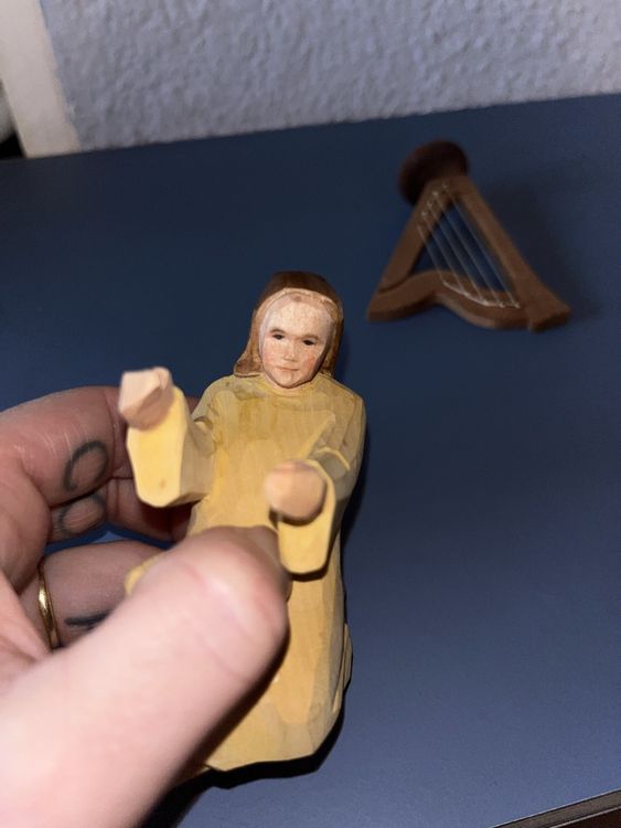 Donna (Angelo?) con Harfe Huggler Brienz figure di presepe - Image 2