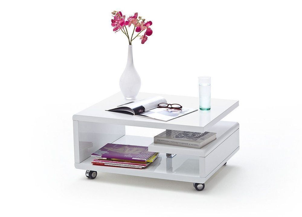 Salontisch Couchtisch in bianco lucido 74x60x36 cmcm
