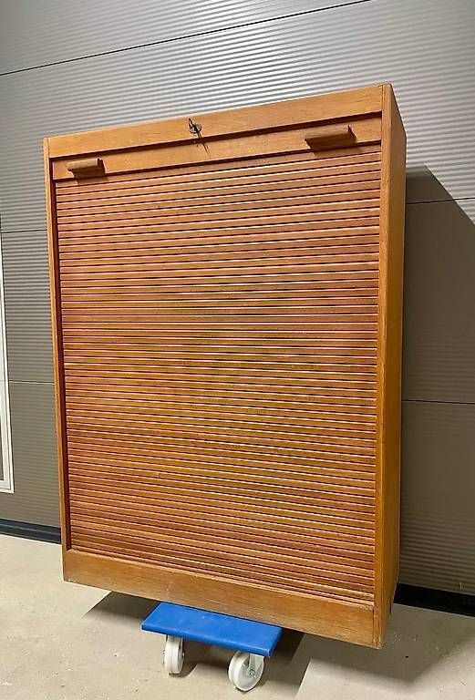 ANTIKER BUREAUSCHRANK IN LEGNO CON CARRELLO - Image 1