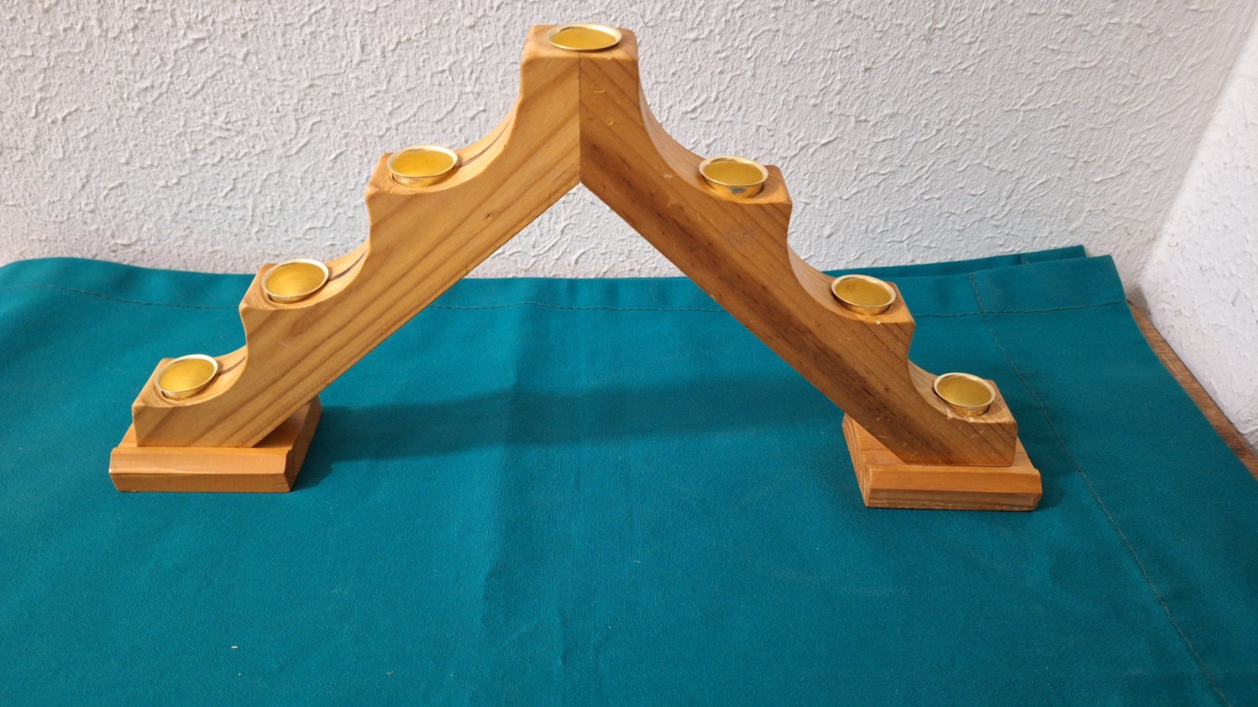 Kerzenboge, arco in legno con supporto in metallo per 5 candele - Image 1
