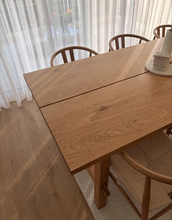 Tavolo da pranzo massiccio, 235 x 100 cm + 6 sedie - Image 2