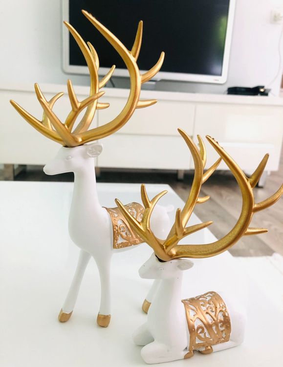 PREZZO SPECIALE PER UN SOLO PRODOTTO ‼️ 2 statue di cervo oro bianco nuove