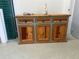 Mobili in legno massiccio rustico, credenza con vetrina superiore! - Image 1