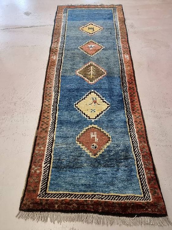 103×295 Perser Gabbeh Runner Lavato a mano intrecciato