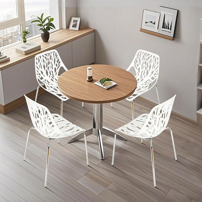 4 sedie da giardino Sedia da pranzo moderna a forma di cavità Sedia da cucina - Image 3