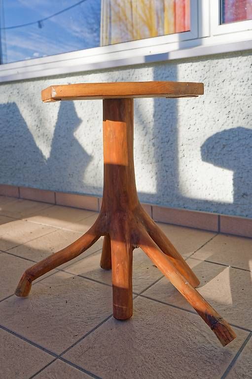 Tavolino da appoggio/ sgabello rustico in legno naturale - lavorazione a mano - Image 1