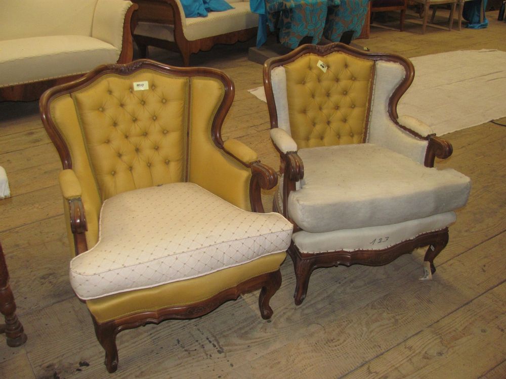 2x Poltrona Fauteuil rivestita sostituita parzialmente restaurata LIQ