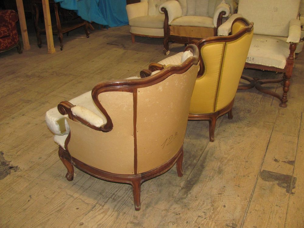 2x Poltrona Fauteuil rivestita sostituita parzialmente restaurata LIQ - Image 2