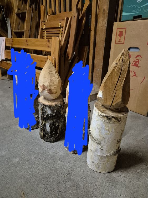 2x candele in legno intagliate a mano per l'addobbo dell'Avvento!