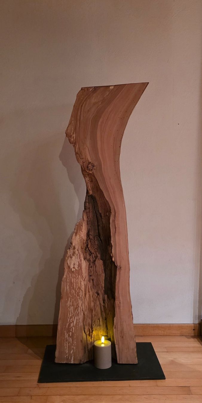 Unica colonna/sculture in legno naturale, oggetto decorativo - Image 1