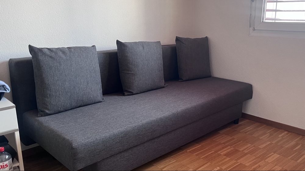 Divano letto Divano letto con cassetto, grigio
