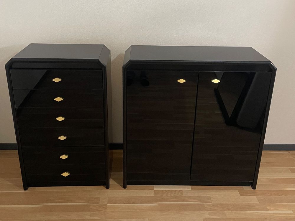Set di credenza e comò chic, lucido nero!