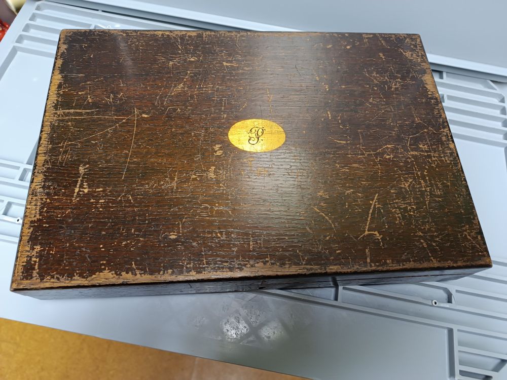 Set di posate antico con scatola di legno, vintage!