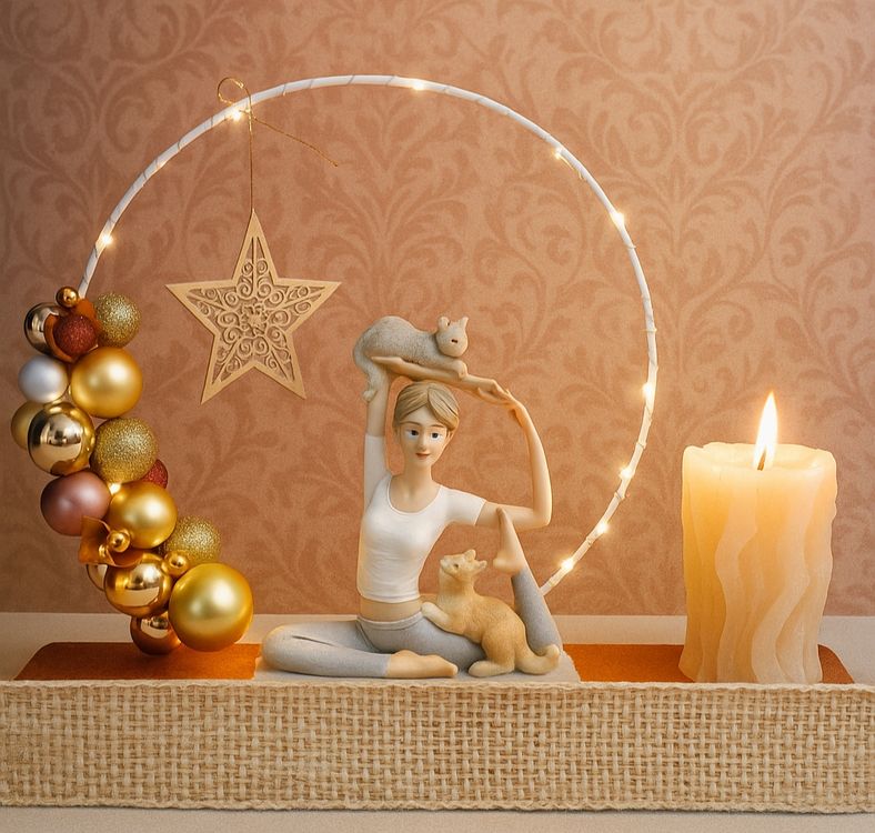 Figura di yoga con gatti,