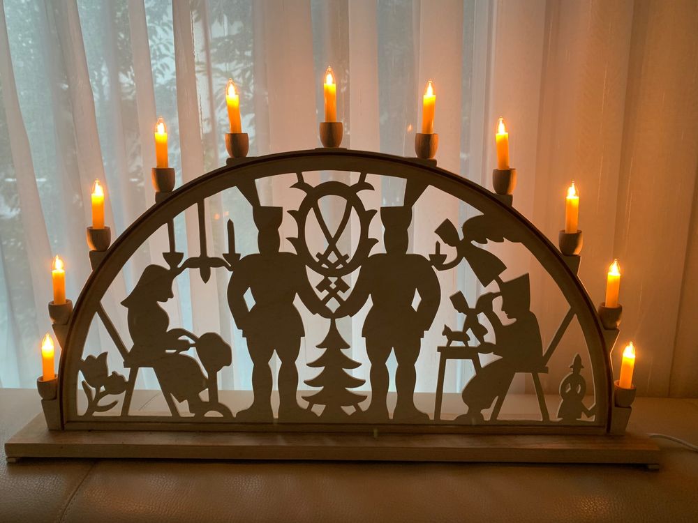 Schwibbogen Lichterbogen Natale Tempo di legno Erzgebirge