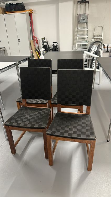Set di 4 sedie in legno con seduta intrecciata - Ottimo stato