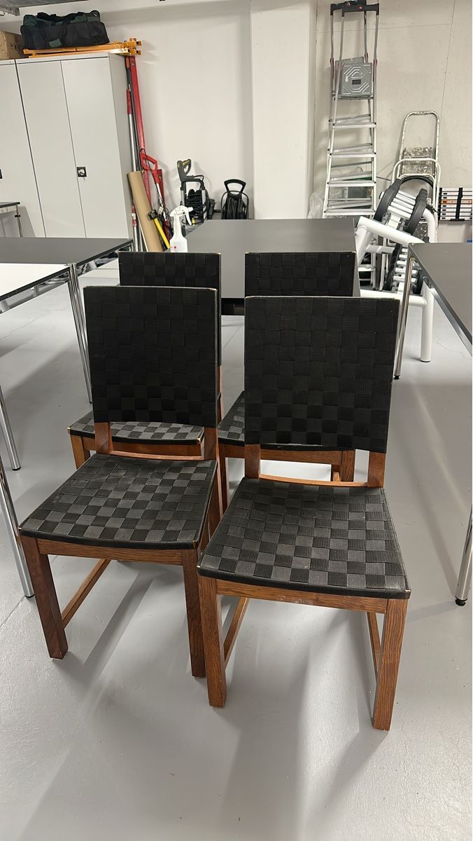 Set di 4 sedie in legno con seduta intrecciata - Ottimo stato - Image 1