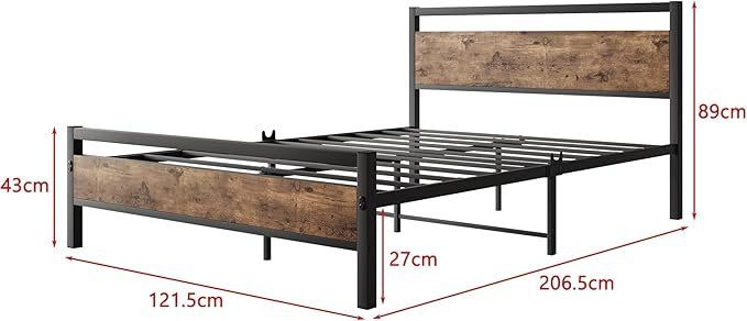 Bett 120x200 Bettrahmen Doppelbett Bettgestell Holz Metall - Image 3