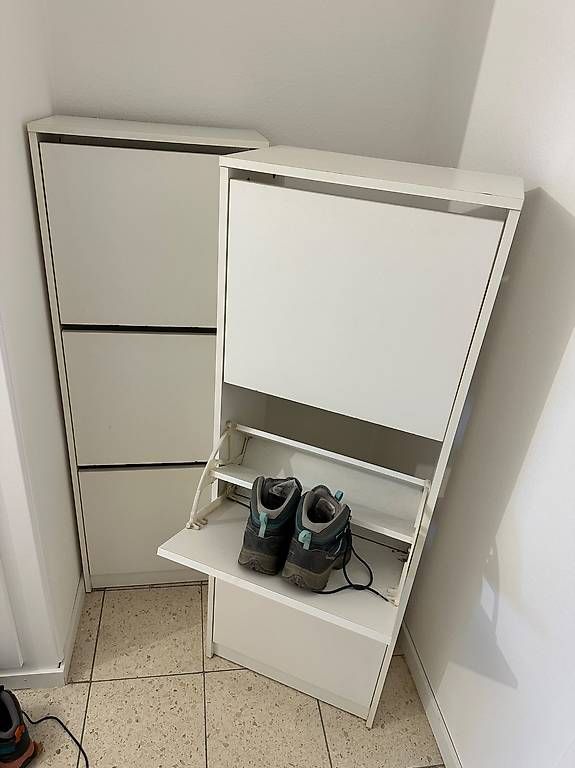 Lot di 2 armadi per scarpe IKEA BISSA - 3 cassetti, bianco - Image 1