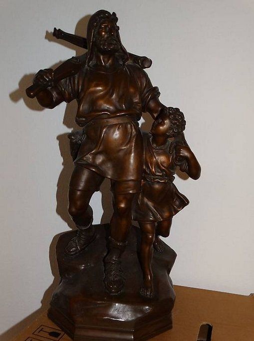 Grosse Wilhelm Tell Bronzo Skulptur Richard Kissling 60cm