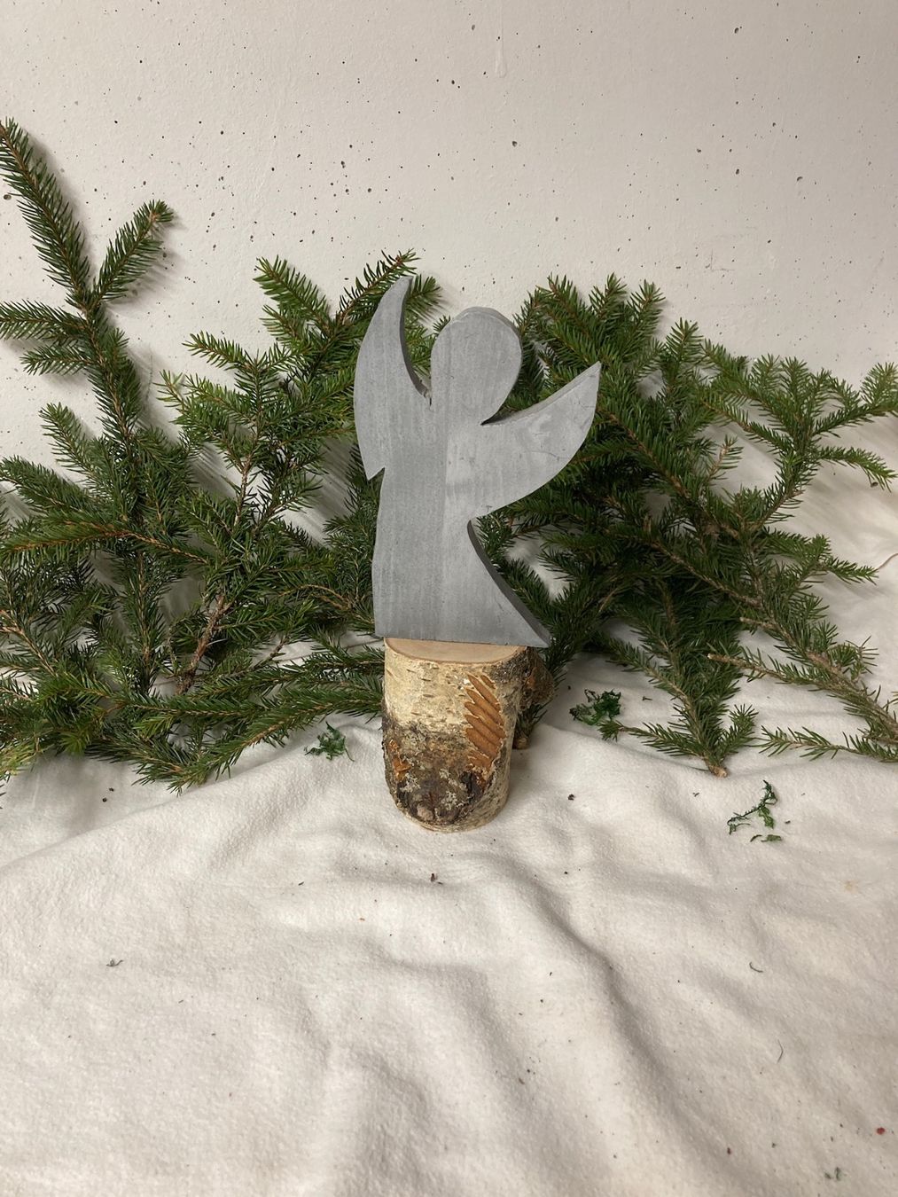 Decoro angelo argento su tronco di albero di legno kl. Unico - Image 1