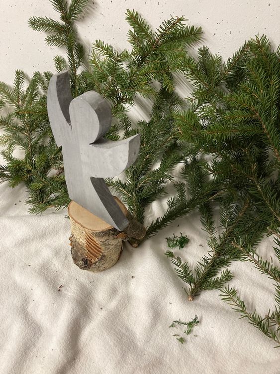 Decoro angelo argento su tronco di albero di legno kl. Unico - Image 2