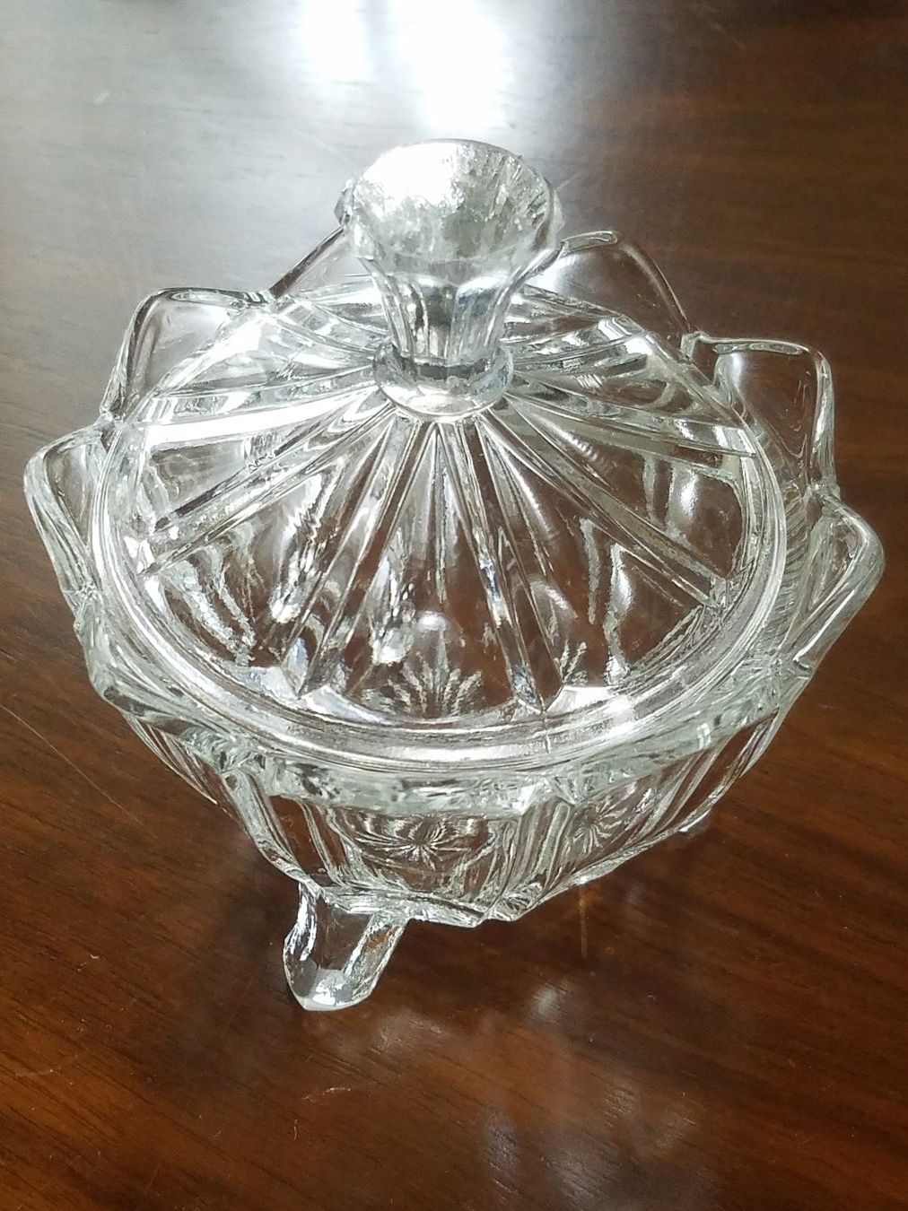Confezione di vetro cristallo con coperchio vecchio vintage / antico - Image 1