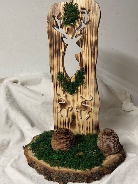 Motivo di decorazione Hirsch in legno fatto da me