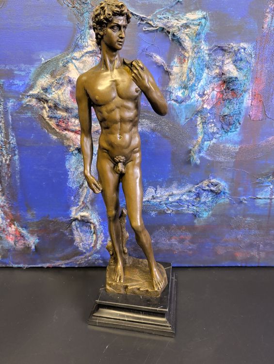 TOP SCULPTURA MARMORATA DAVID BRONZATA DAVID GRANDE E INCREDIBILE