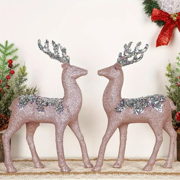 PREZZO SPECIALE ‼️ Statua di cervo più grande 🦌 Pastellrosa 32 cm!
