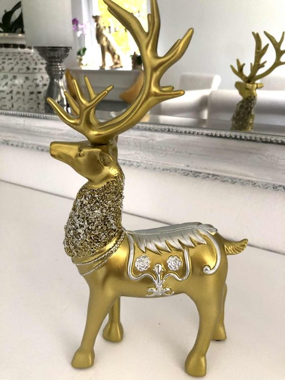 PREZZO SPECIALE PER UN SOLO PRODOTTO ‼️ Decorazione di cervo 🦌 dorato 27 cm
