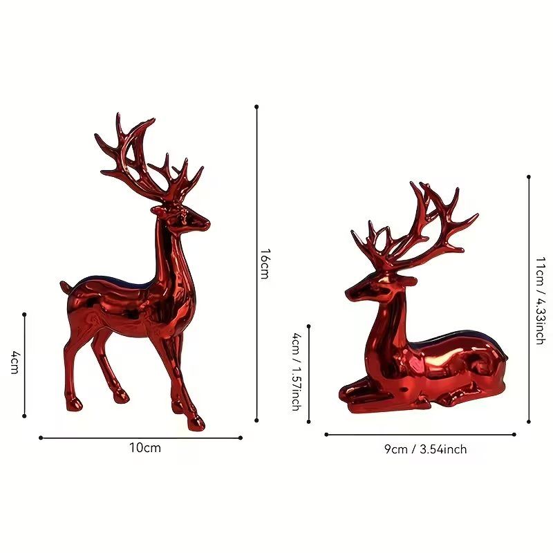 PREZZO SPECIALE ‼️ 2 statue di cervo 🦌 Deko Natale rosso lucido - Image 3