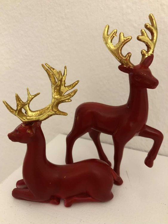 PREZZO SPECIALE ‼️ 2x Stagno 🦌 Statua Deko Natale rosso NUOVO