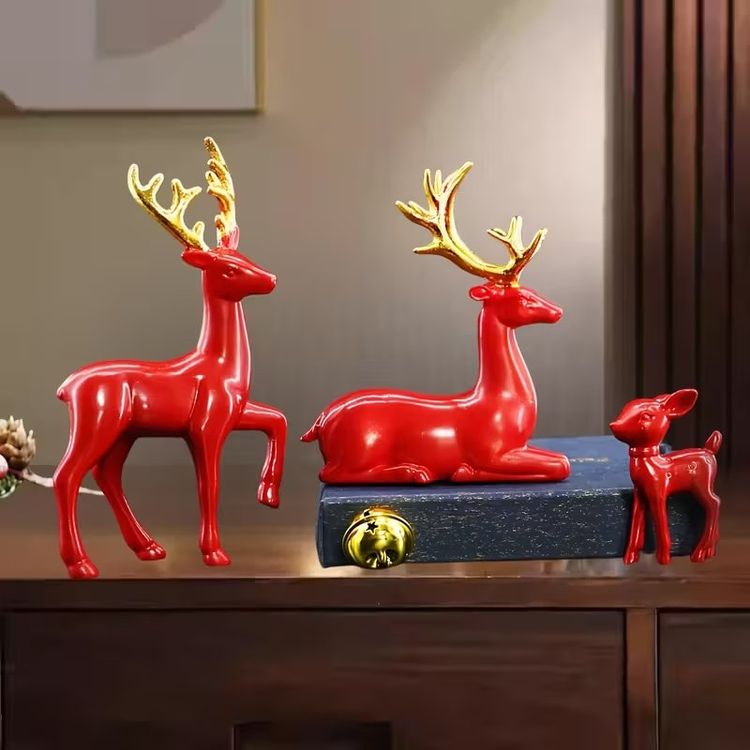 PREZZO SPECIALE ‼️ 3x Stagno 🦌 Statua Deko Natale rosso NUOVO