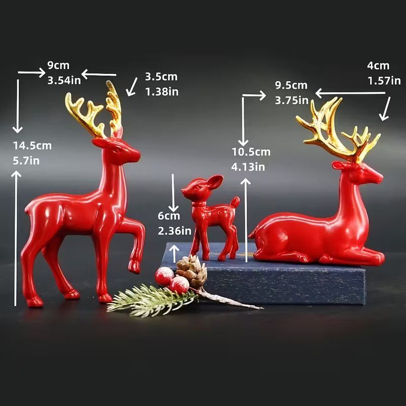 PREZZO SPECIALE ‼️ 3x Stagno 🦌 Statua Deko Natale rosso NUOVO - Image 3