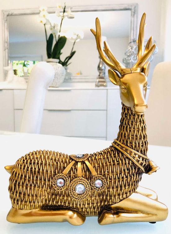 Nostalgico cervo 🦌 statua figura oro NUOVO