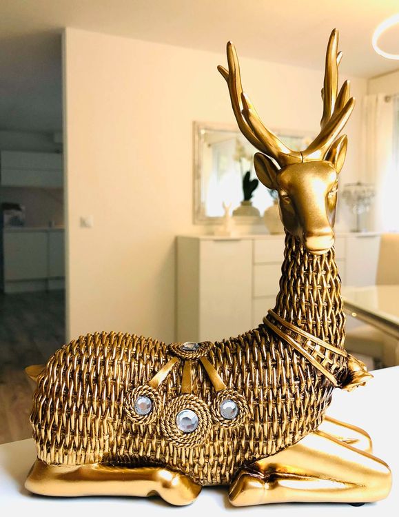 Nostalgico cervo 🦌 statua figura oro NUOVO - Image 2