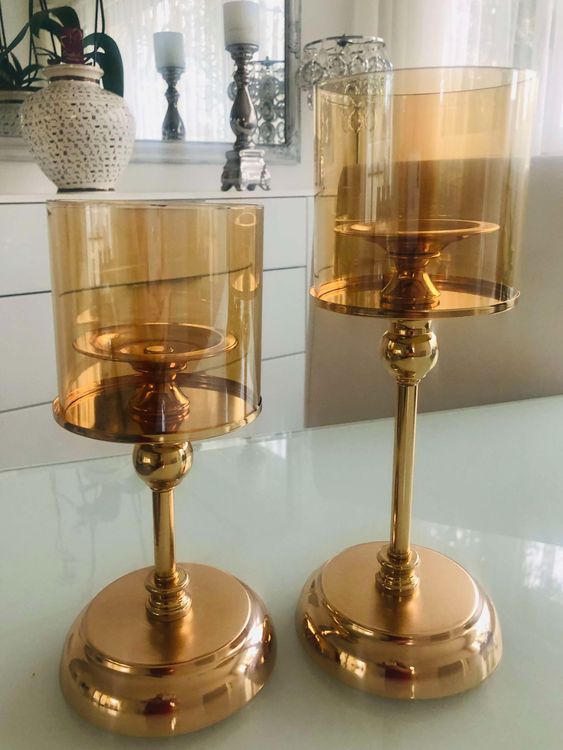 OFFERTA ✔️ 2er SET 🔥 Più grandi portacandele in oro NUOVO - Image 2