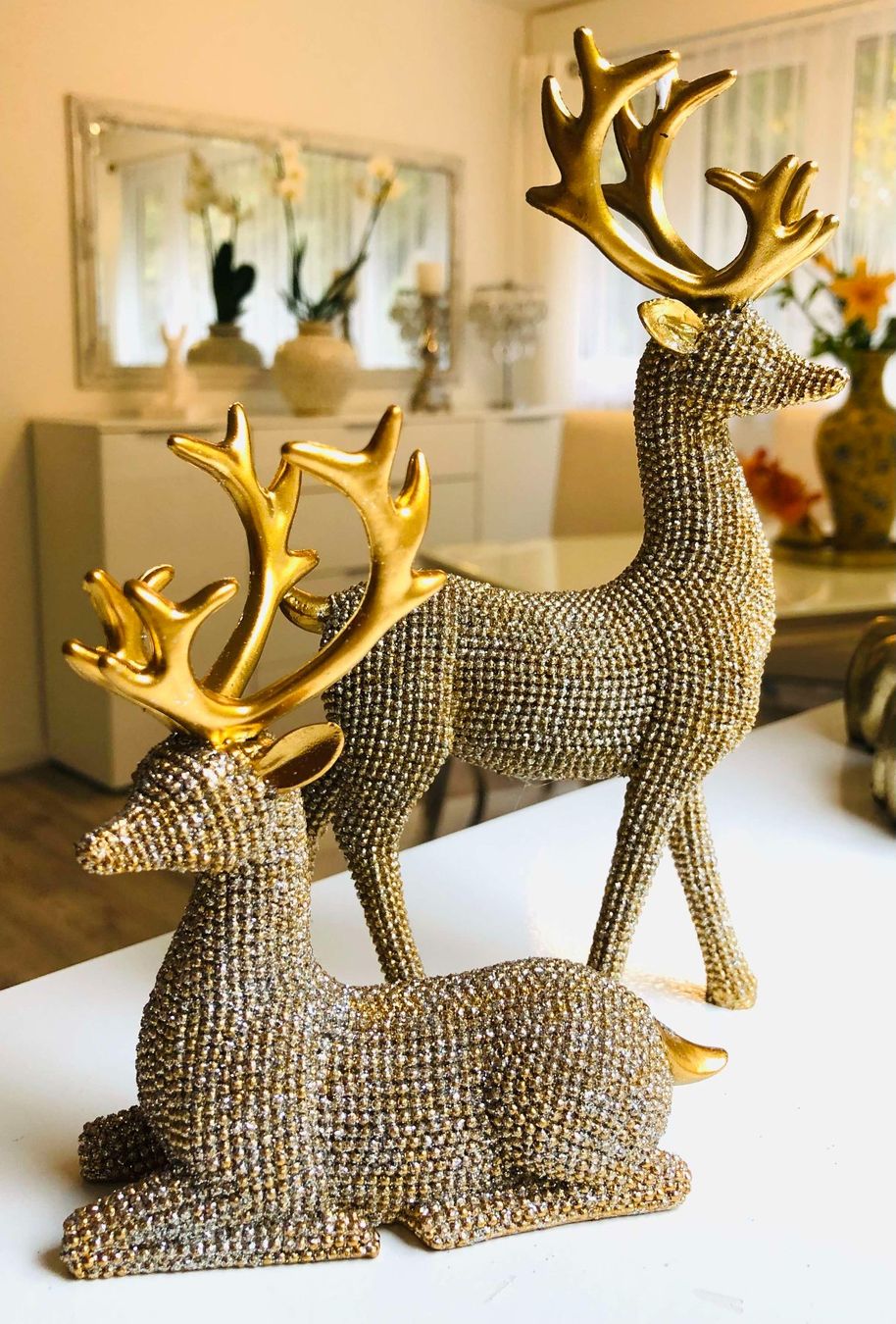 PREZZO SPECIALE PER UN SOLO PRODOTTO ‼️ 2x Figura di cervo 🦌 oro lucido - Image 1
