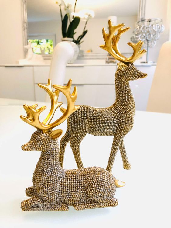 PREZZO SPECIALE PER UN SOLO PRODOTTO ‼️ 2x Figura di cervo 🦌 oro lucido - Image 2