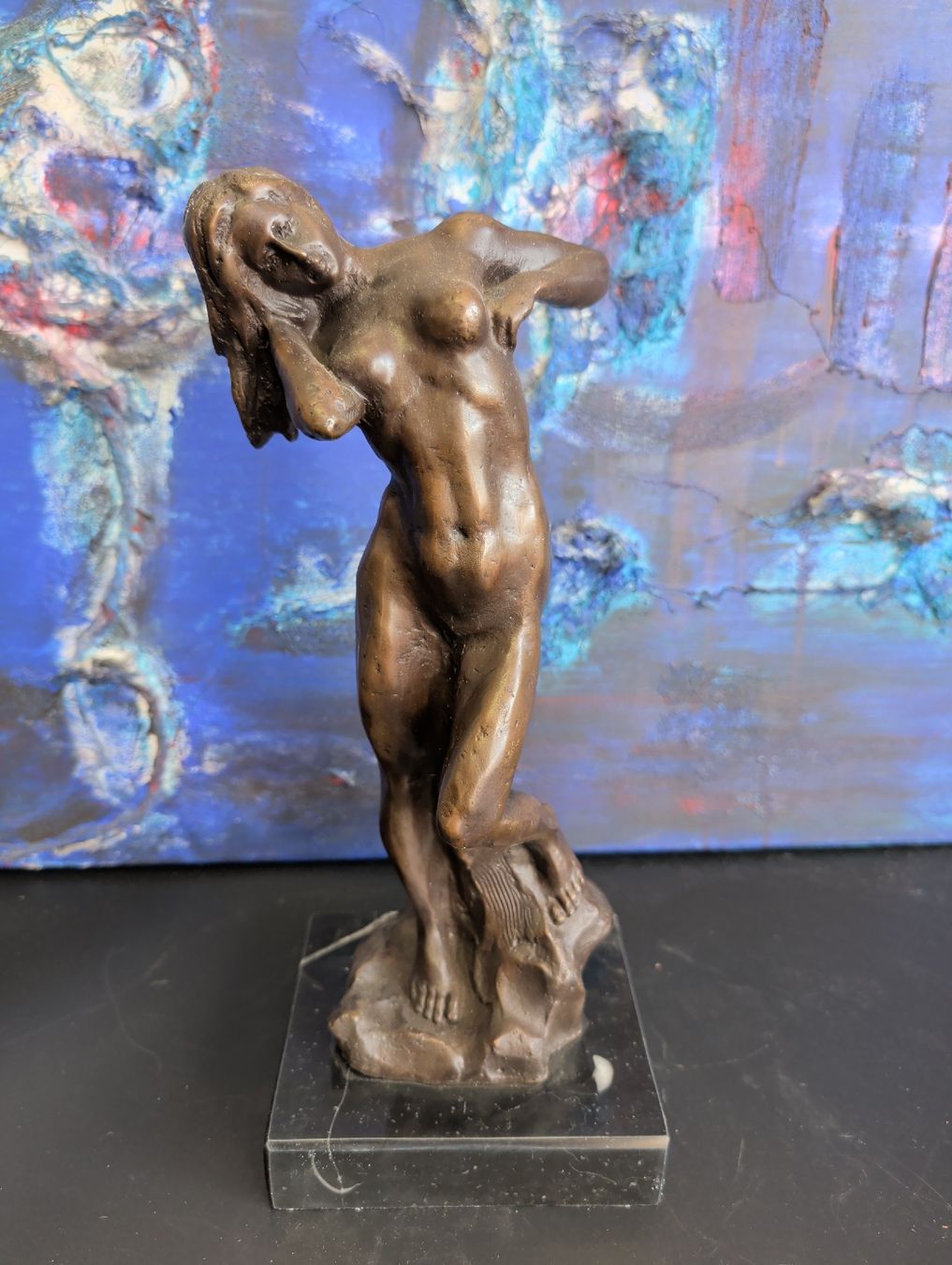 SCULPTURA IN BRONZO EROTICA DONNA FIGURA FEMMINILE FIGURA TOP - Image 1