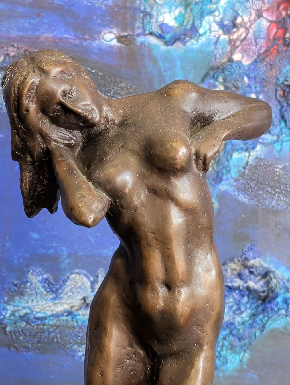 SCULPTURA IN BRONZO EROTICA DONNA FIGURA FEMMINILE FIGURA TOP - Image 3