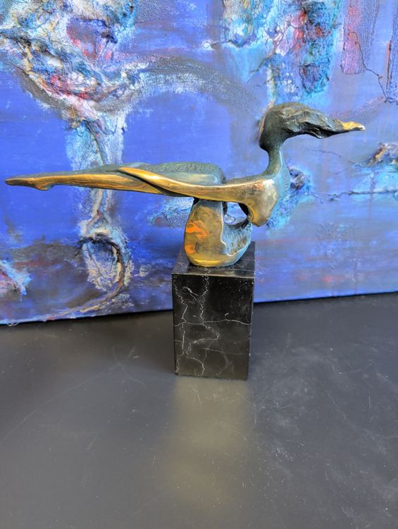 SCULPTURA IN BRONZO MODERNA SCULPTURA ABSTRatta PATINA ORO FIGURA