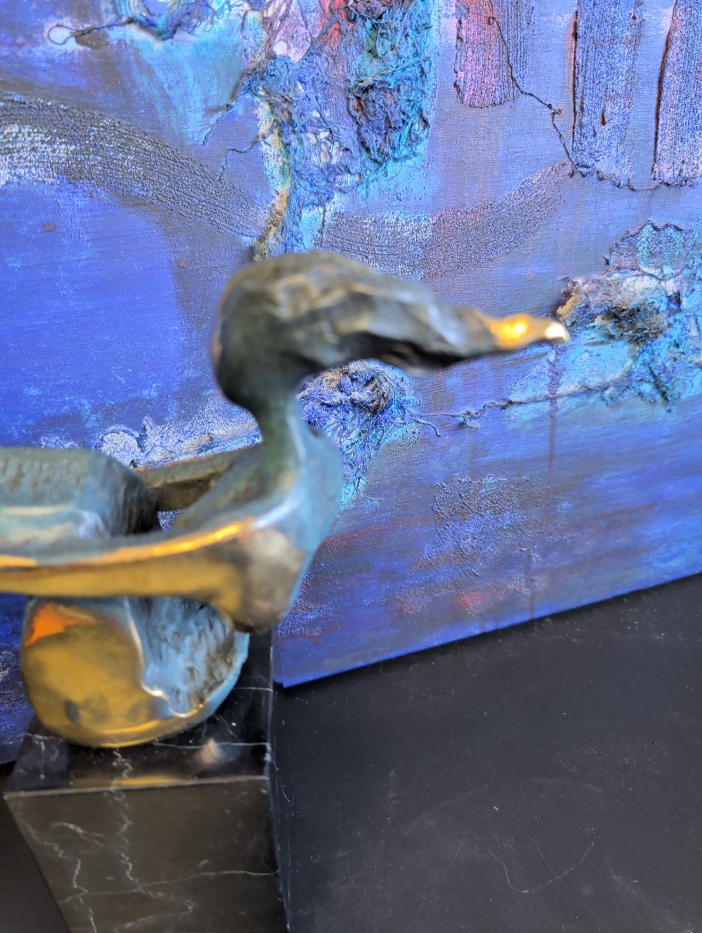 SCULPTURA IN BRONZO MODERNA SCULPTURA ABSTRatta PATINA ORO FIGURA - Image 3