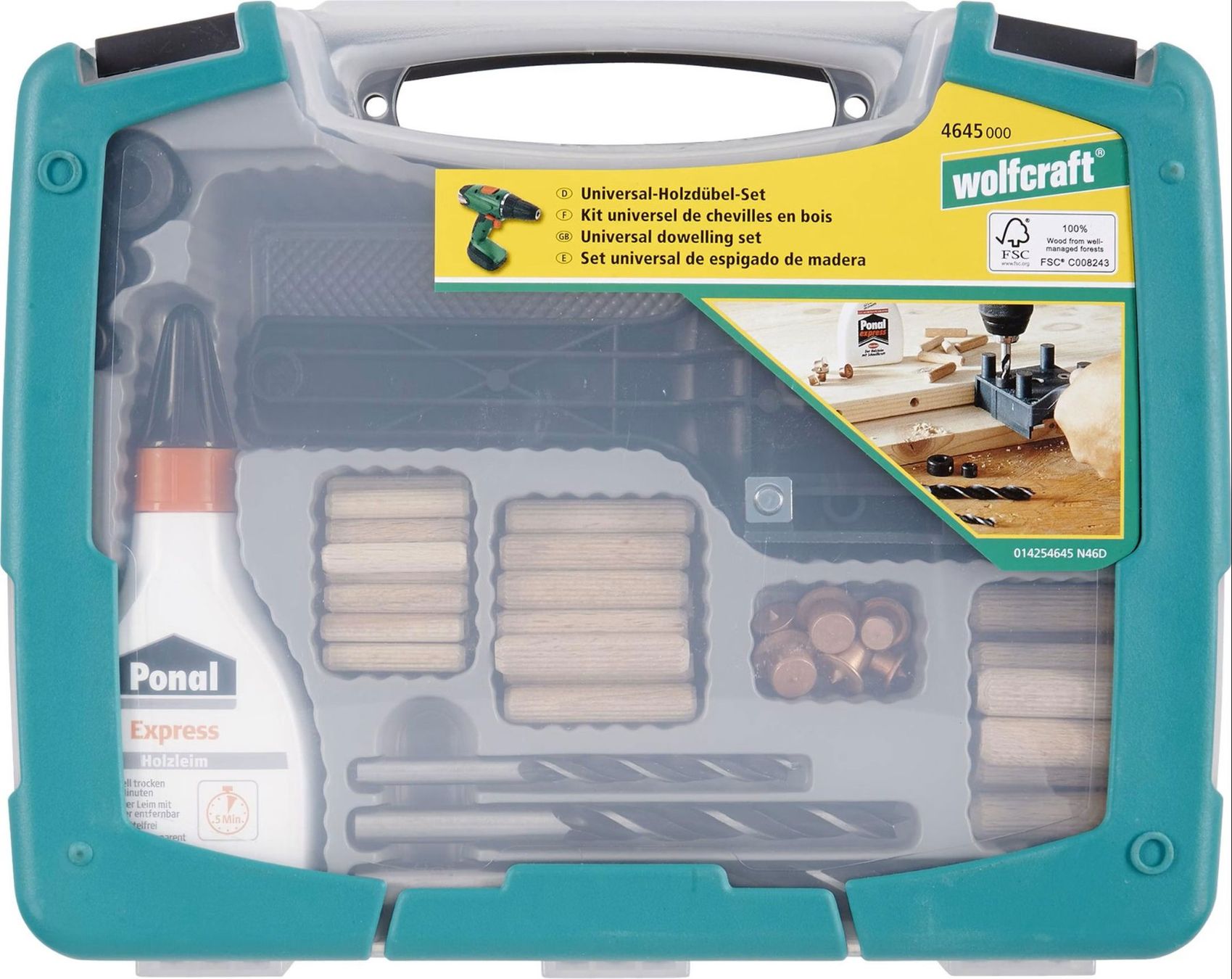 Wolfcraft Universal-Holzdübel-Set 4645 Viti come un professionista - Image 1
